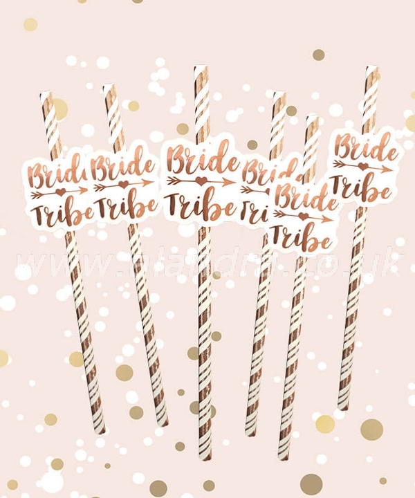 Bride Tribe Rose Gold Straws Pack of 6